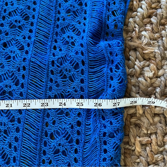 Open Knit Cover up Royal Blue Drawstring ruched sides one size - Picture 10 of 12